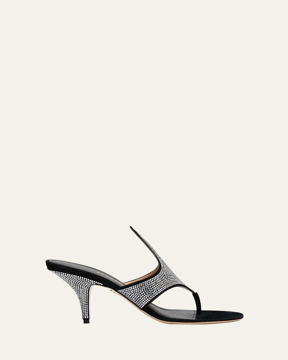 Lyrai Crystal Suede Thong Sandals